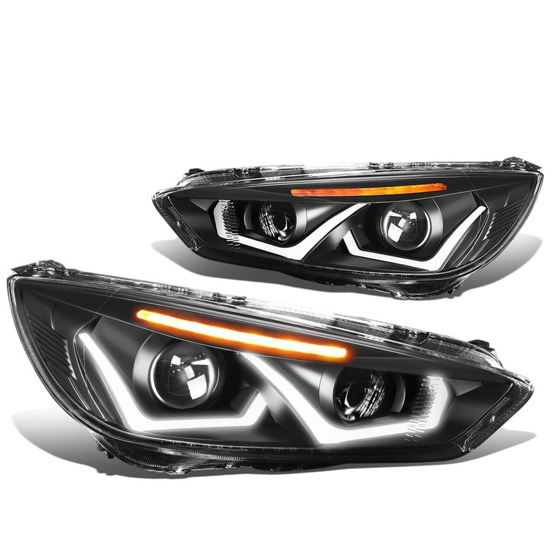 DNA MOTORING HL-HPL-LED-FF16-BK-AM Headlight Assembly for 2015-2018 Ford Focus